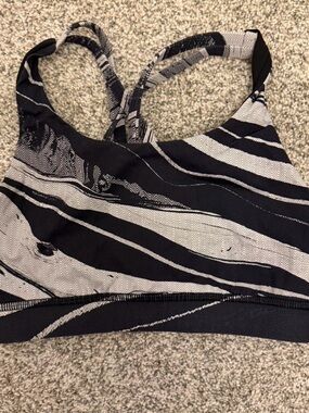 Lululemon Black & White Striped Women's Sports Bra
